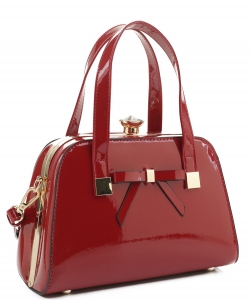 Jewel-Top Rhinestone Frame Patent Shoulder Bag JUW-30228 RED